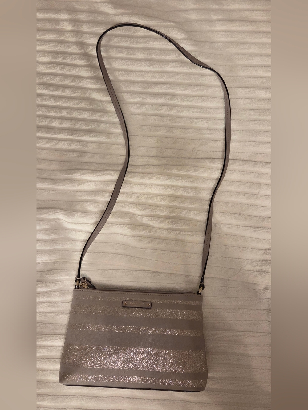 kate spade Purple Glitter Stripe Crossbody Purse
